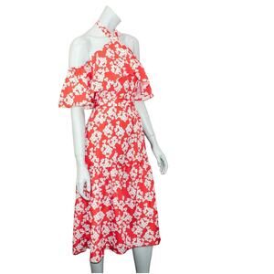 BORGO DE NOR Women's Halter Neck Dress Red Floral 6UK 2US